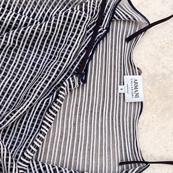 Armani Collezioni Sheer Blue White Striped Tank - Picture 8 of 8